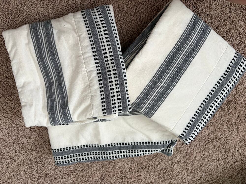 Beddy's Standard First Class Luxe Line Cream & Black Striped Woven Shams